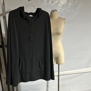 Charcoal Button-Up Hoodie for Women